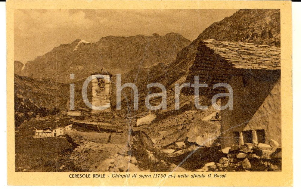 Cartolina originale da collezione 1953 CERESOLE REALE  CHIAPILI DI SOPRA con il Basei Cartolina DANNEGGIATA 1