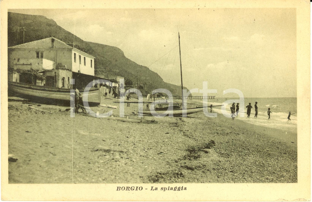 Cartolina originale da collezione 1922 BORGIO VEREZZI SV Veduta della spiaggia Cartolina FP VG 1