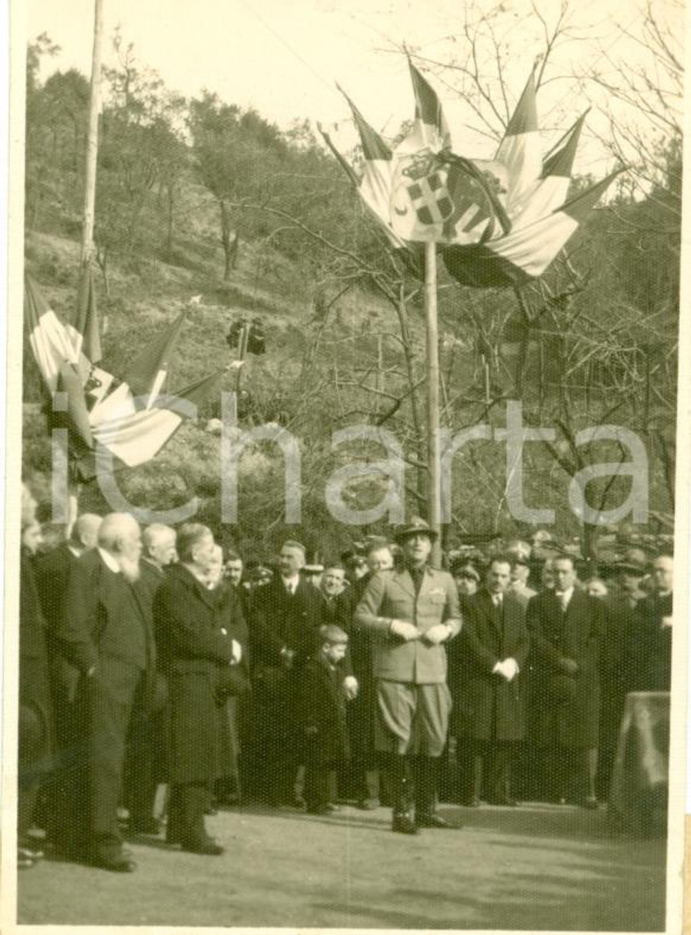 Fotografia d epoca originale 1932 SAVONA Alessandro LESSONA inaugura lavori variante AURELIA con ALBISOLA 1