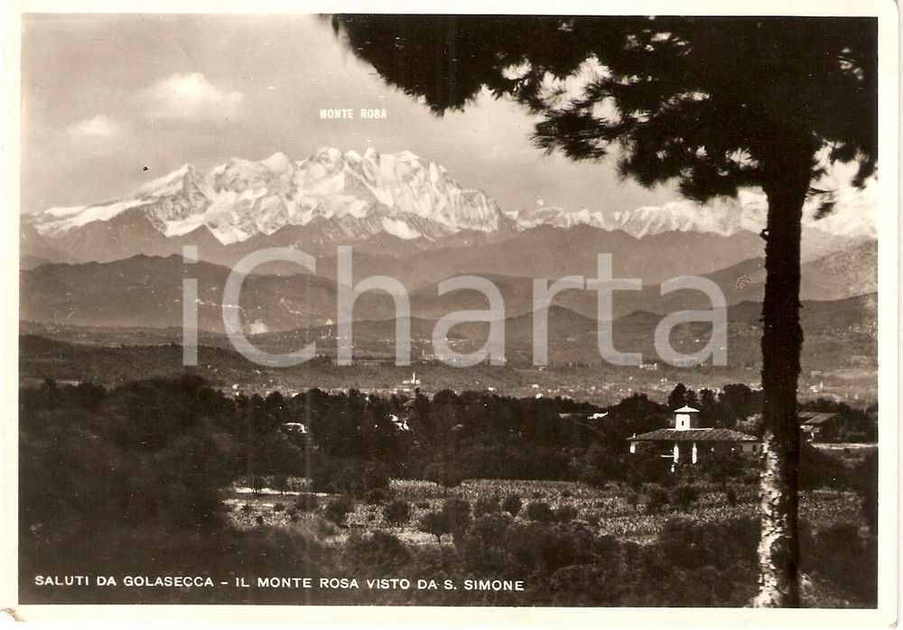 Cartolina originale da collezione 1959 GOLASECCA (VA) Monte Rosa visto da SAN SIMONE *Cartolina FG VG 1