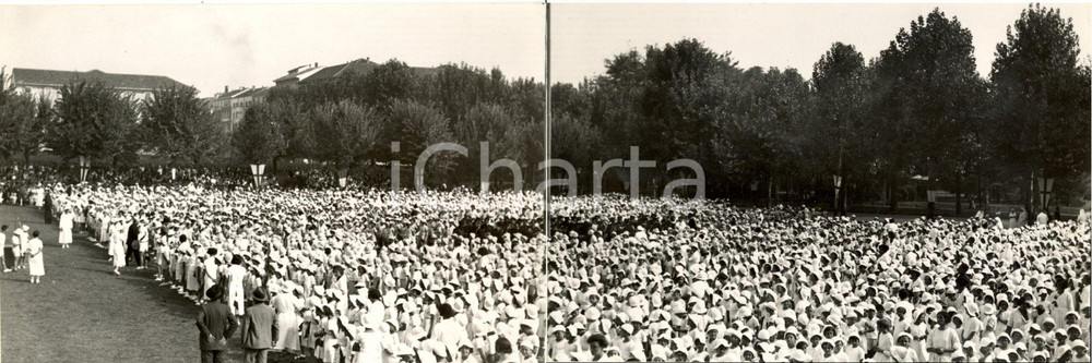 Fotografia d epoca originale 1934 MILANO Parco RAVIZZA Bambini chiusura scuole Elioterapiche FOTO DOPPIA 1