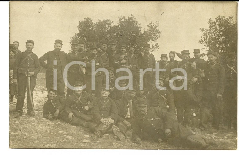 Fotografia d epoca originale 1915 ca WW1 NIMES F Militari del 38Â° fanteria all aperto Foto AU LOUIS XIV 1