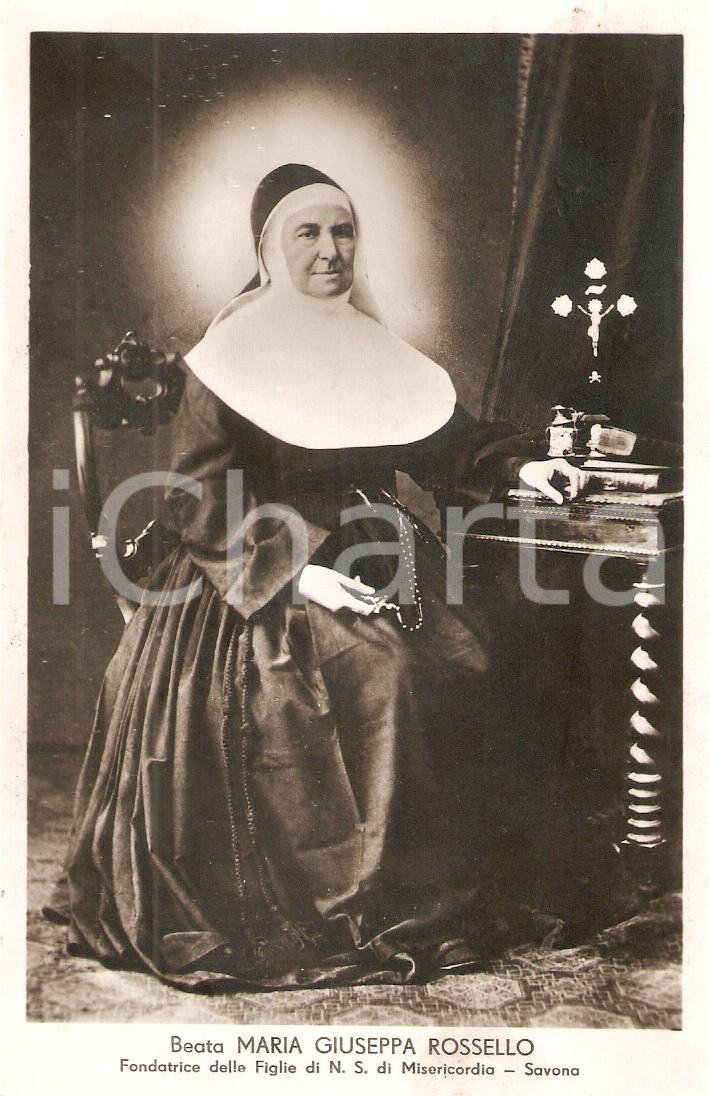 Oggetto da collezione cartaceo 1940 ca SAVONA Beata Maria Giuseppa ROSSELLO Fondatrice Figlie N.S. Misericordia 1