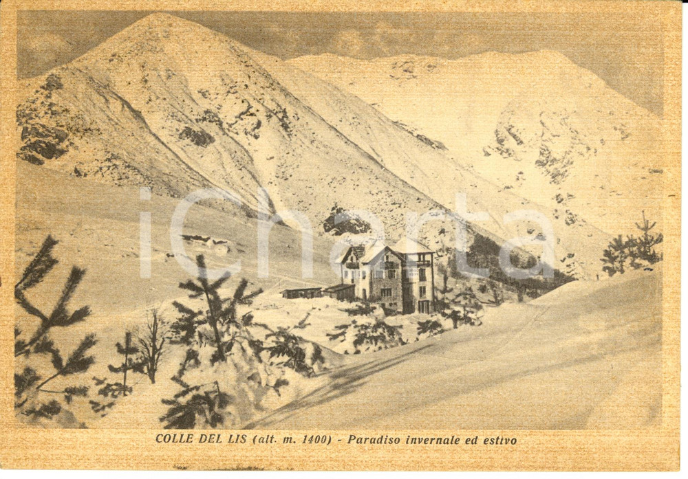Cartolina originale da collezione 1949 COLLE DEL LIS (AO) Paradiso invernale ed estivo *Cartolina postale FG VG 1