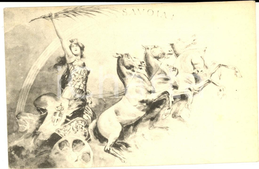 Cartolina originale da collezione 1920 ca PROPAGANDA Allegoria dell Italia pro Casa SAVOIA Cartolina FP NV 1