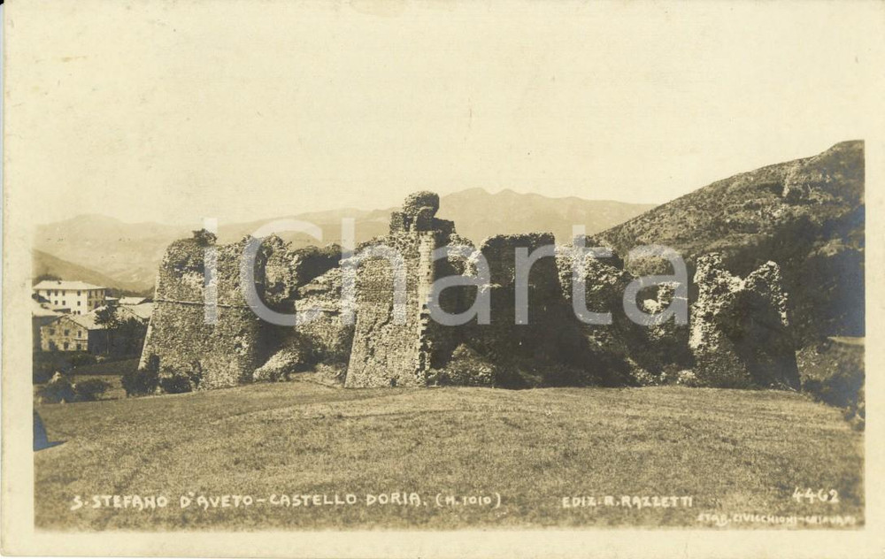 Cartolina originale da collezione 1912 SANTO STEFANO D AVETO GE Rovine del castello DORIA Cartolina postale FP 1
