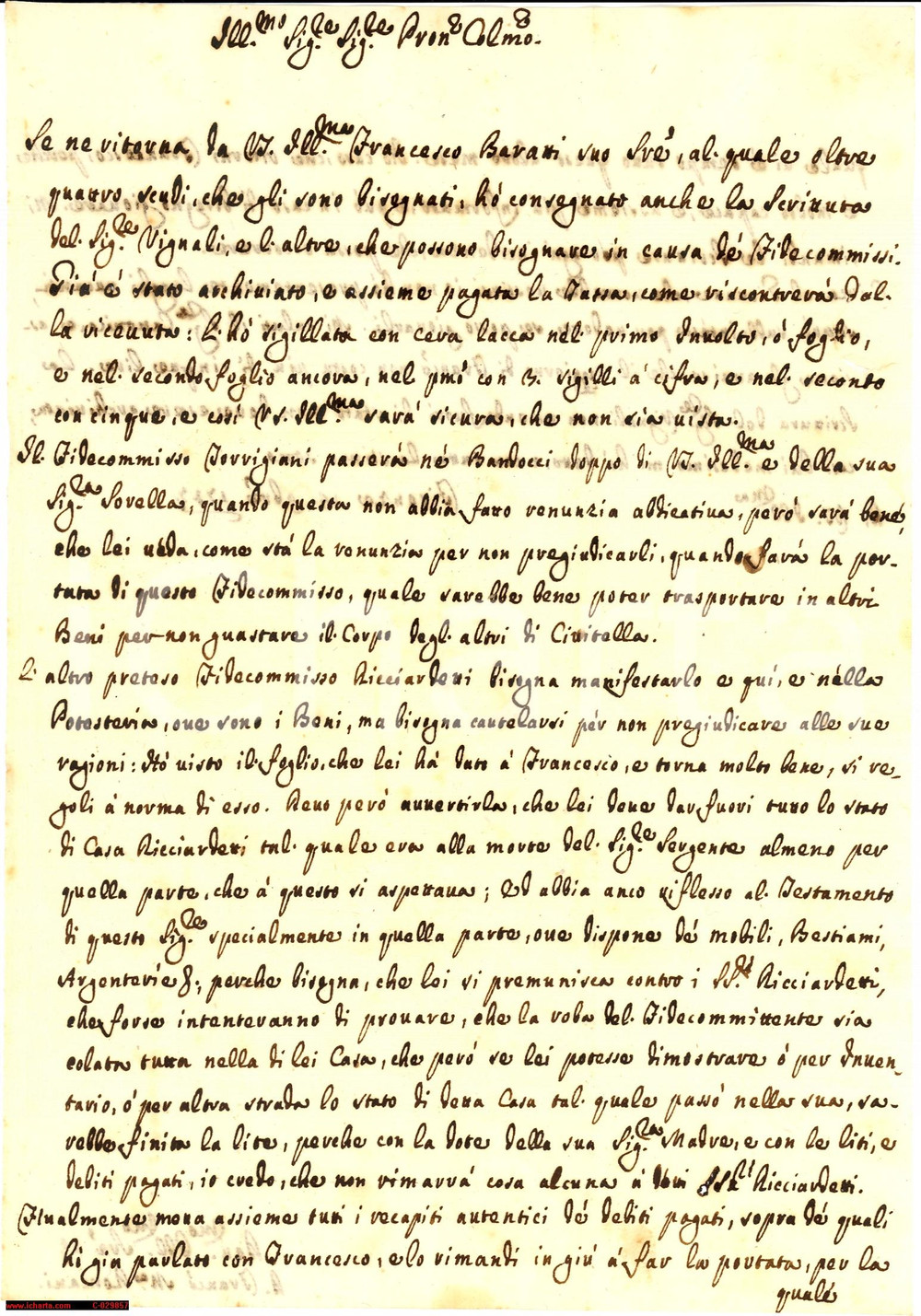Documento originale, autentico 1747 FIRENZE Lettera Francesco Maria ROMANI su pratiche per fedecommessi 1
