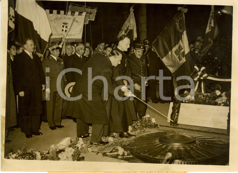Fotografia d epoca originale 1937 PARIGI F Antichi Combattenti ravvivano Fiamma ISTITUTO NASTRO AZZURRO Foto 1