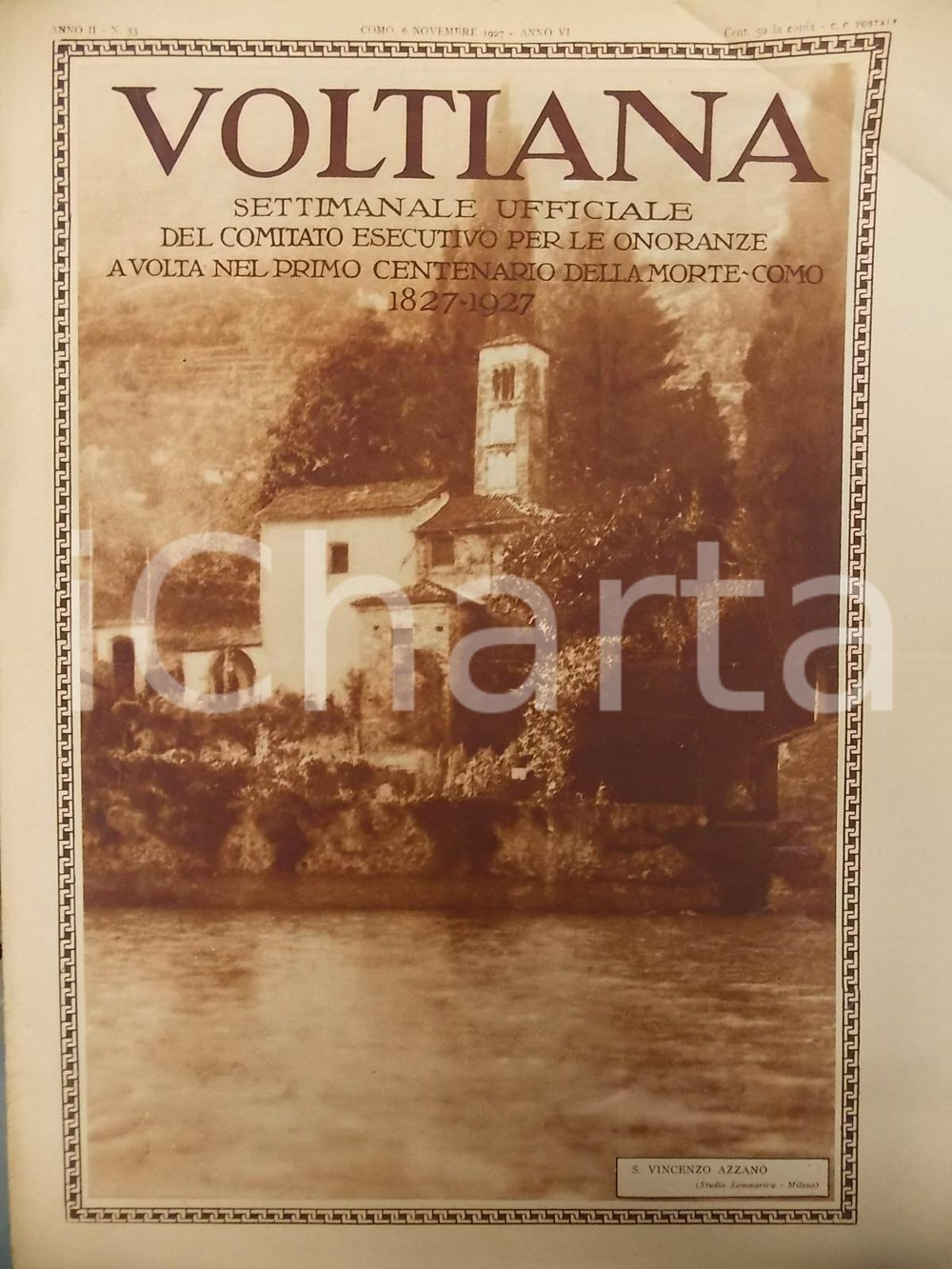 Giornale, rivista storica 1927 COMO Rivista VOLTIANA Mostra Nazionale Istituto CARDUCCI Anno II nÂ° 33 1