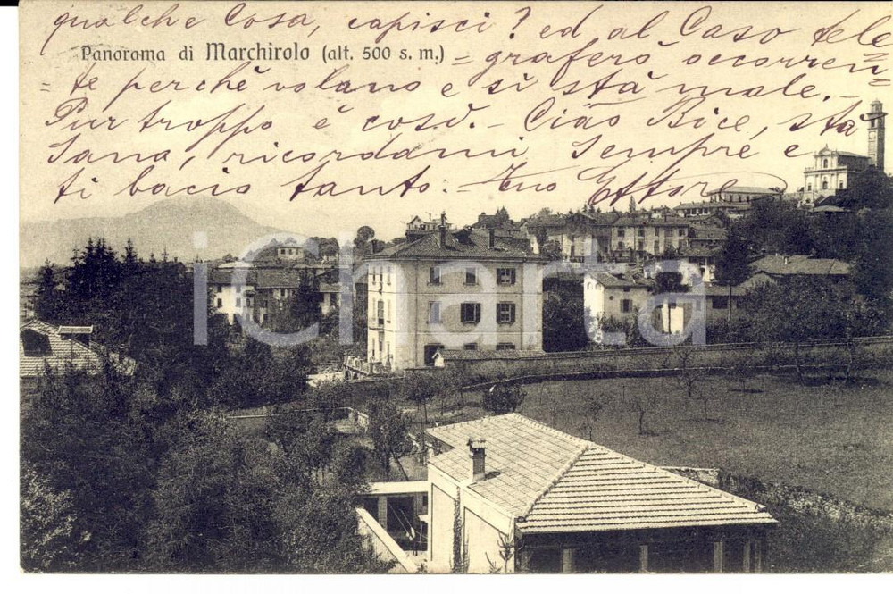 Autografo originale 1918 MARCHIROLO (VA) Panorama *Cartolina da Ettore TRONCONI alla moglie FP VG 1