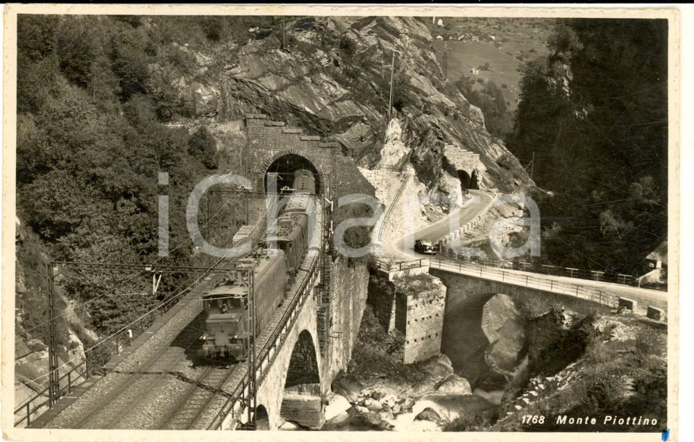 Cartolina originale da collezione 1948 FAIDO SVIZZERA Galleria del MONTE PIOTTINO Cartolina ANIMATA treno FP VG 1