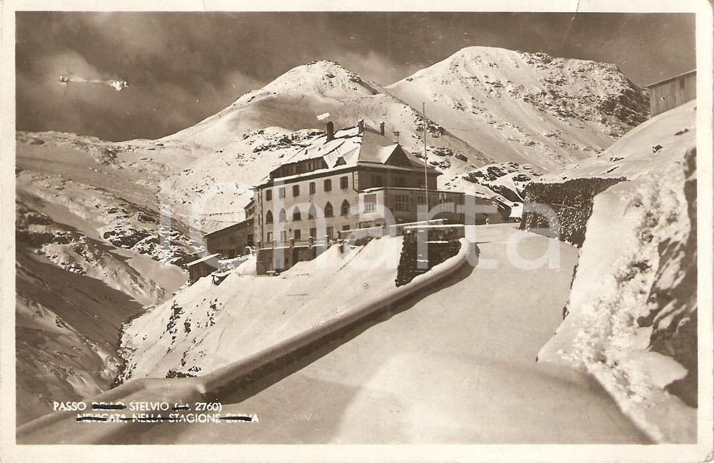 Cartolina originale da collezione 1950 ca PASSO DELLO STELVIO Nevicata nella stagione estiva *Cartolina FP NV 1