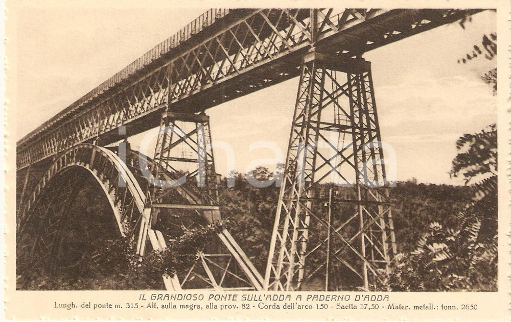 Cartolina originale da collezione 1930 ca PADERNO D ADDA LC Il grandioso ponte di ferro Cartolina FP NV 1