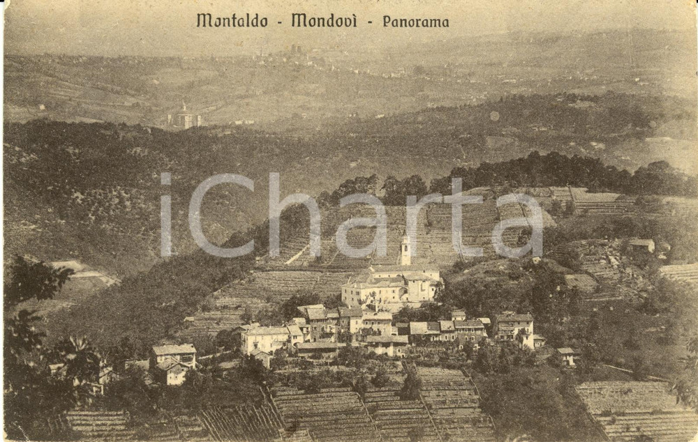 Cartolina originale da collezione 1924 MONTALDO DI MONDOVI' (CN) Veduta panoramica *Cartolina FP VG 1