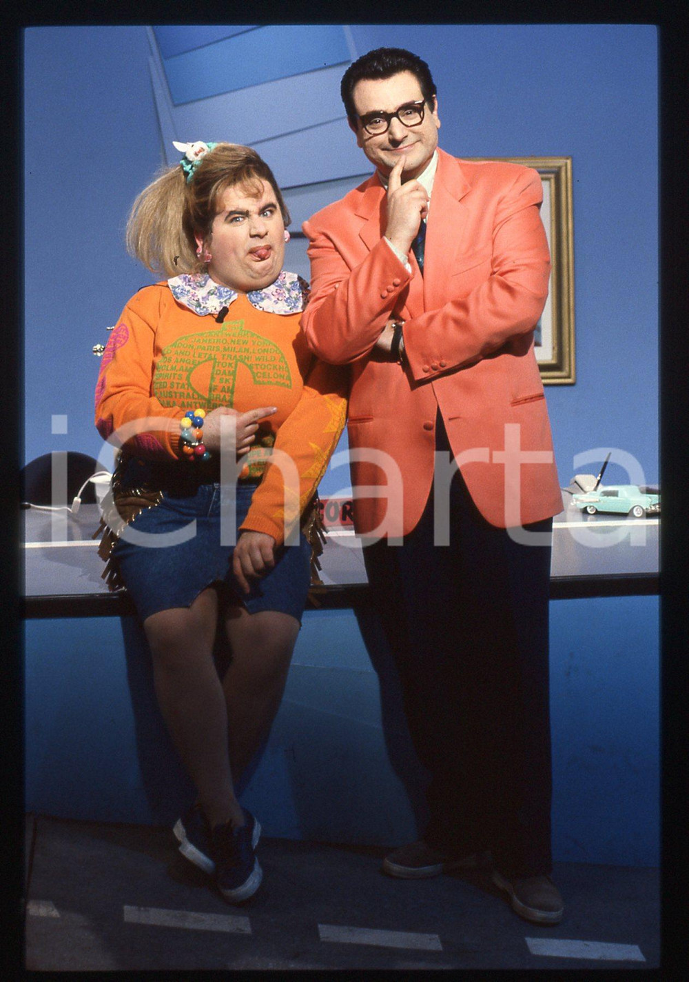 35mm vintage slide* 1992 STRISCIA LA NOTIZIA - Gianni FANTONI e Sergio VASTANO 7