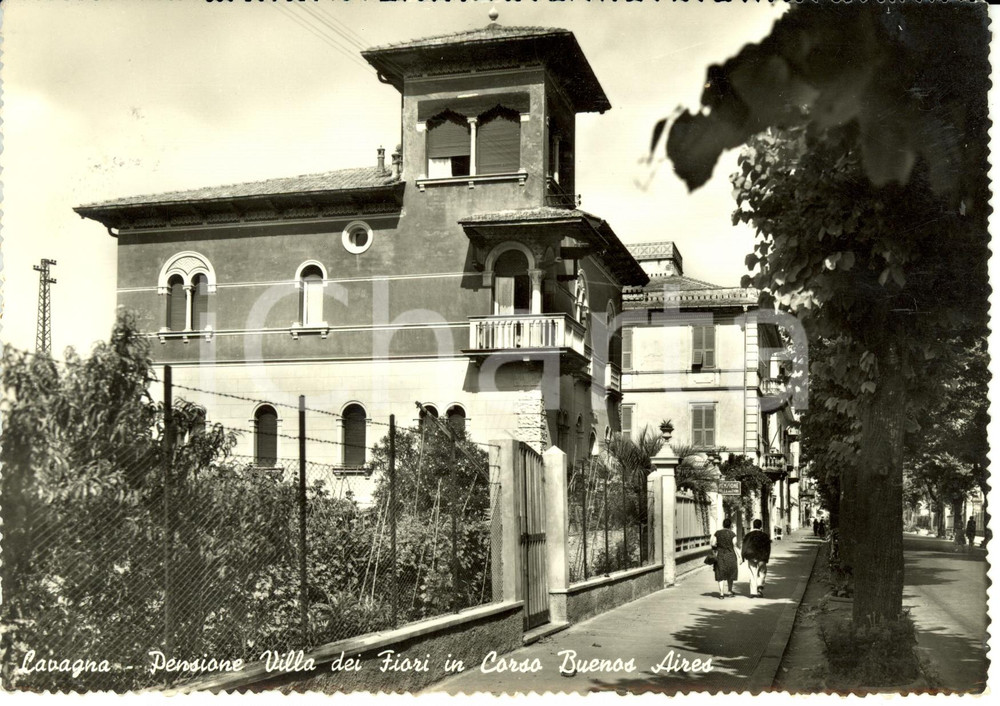Cartolina originale da collezione 1962 LAVAGNA GE Pensione VILLA DEI FIORI in Corso BUENOS AIRES FG VG 1