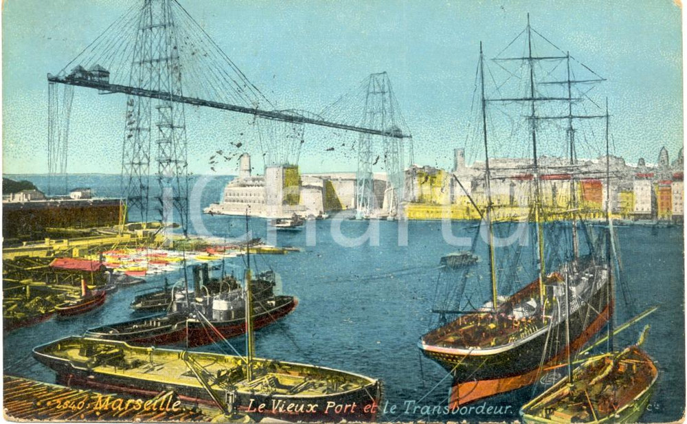 Cartolina originale da collezione 1911 MARSEILLE (F) Le Vieux Port et le Transbordeur *Cartolina postale FP VG 1
