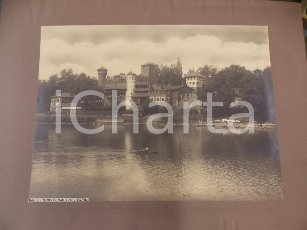 Fotografia d epoca originale 1940 ca TORINO Borgo Medievale visto dal Po Foto ed. Guido COMETTO 1