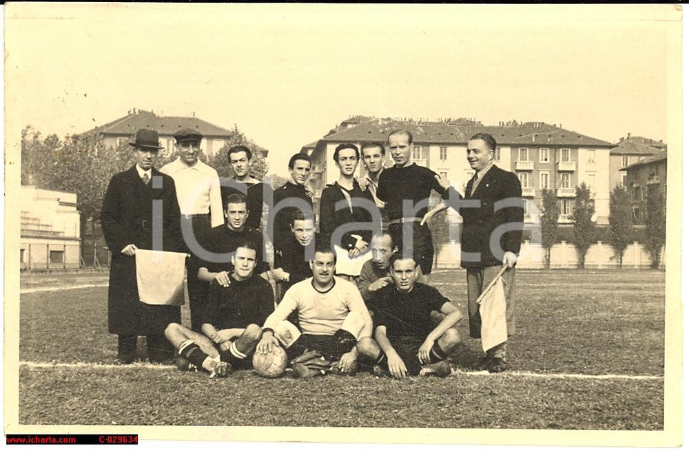 Cartolina originale da collezione 1941 MILANO Centro sportivo CAPPELLI squadra calcio Italviscosa Chatillon FOTO 1