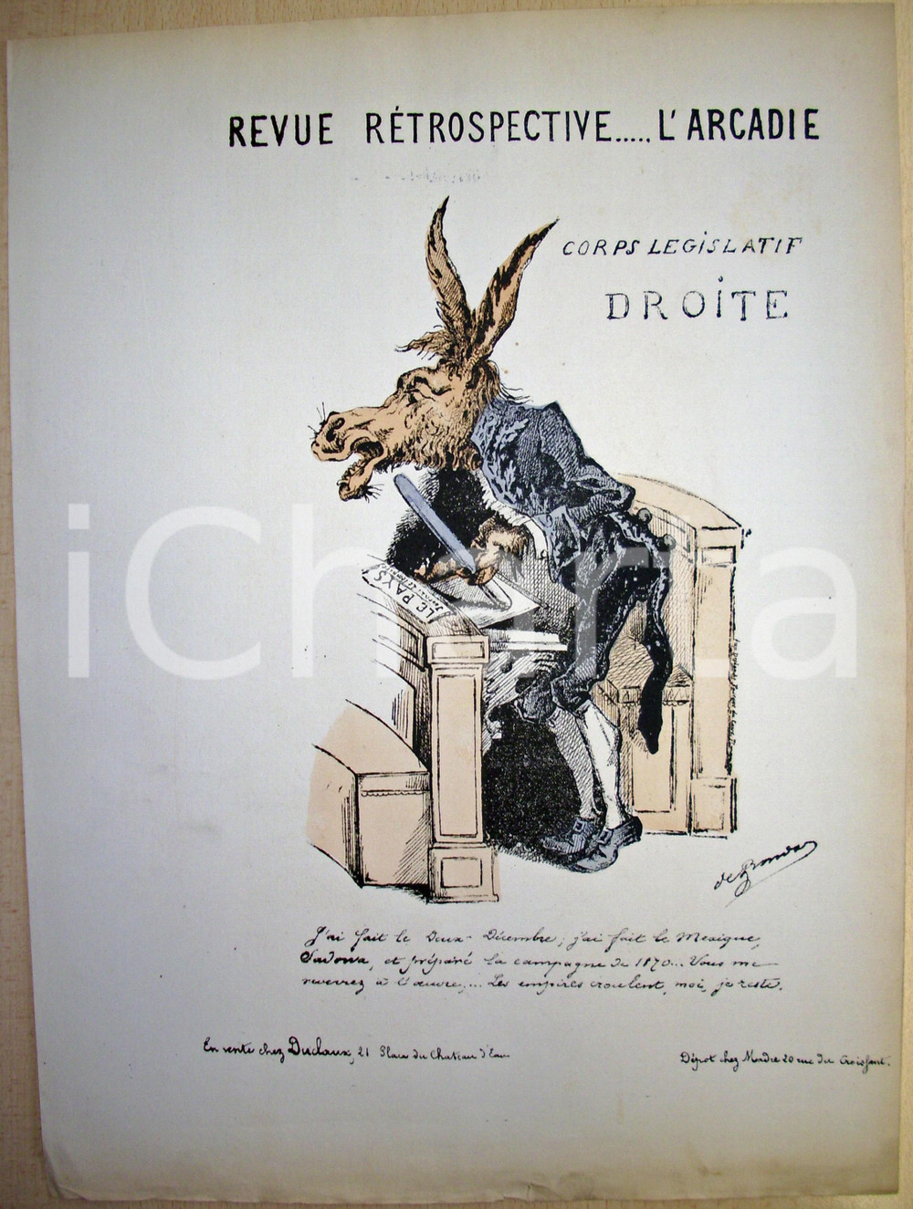 Stampa, bozzetto originale 1871 Caricatura Corps lÃ©gislatif de DROITE DE FRONDAT 1