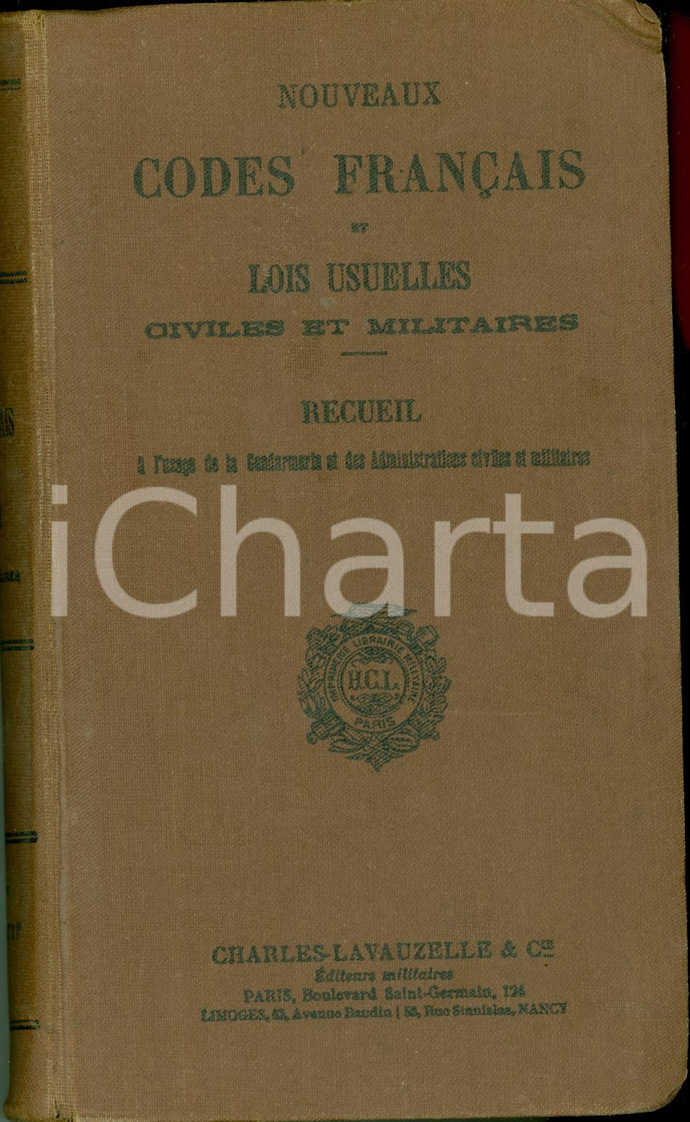 Libro, pubblicazione d epoca 1935 PARIS Nouveaux codes francais civiles militaires à l usage de GENDARMERIE 1