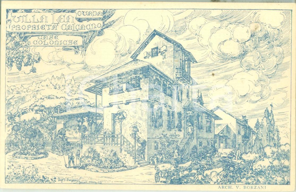 Cartolina originale da collezione 1935 ca OVADA AL Casa coloniale Villa LEA Cartolina ILLUSTRATA FP NV 1