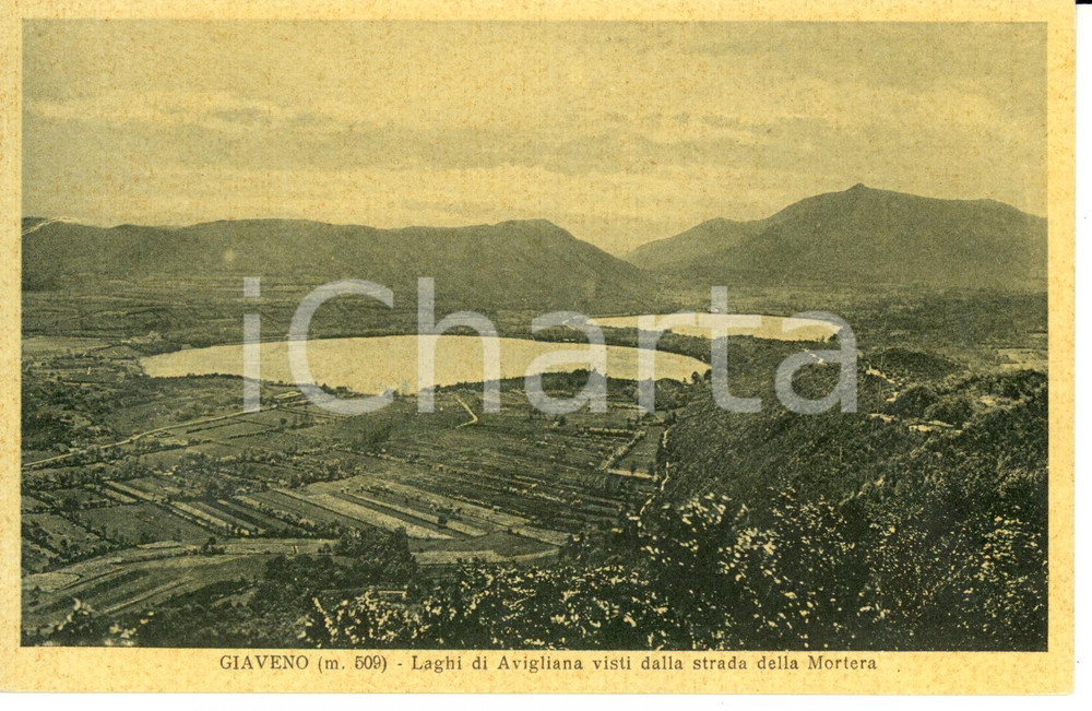 Cartolina originale da collezione 1937 GIAVENO TO Laghi AVIGLIANA visti da strada della MORTERA Cartolina FP NV 1