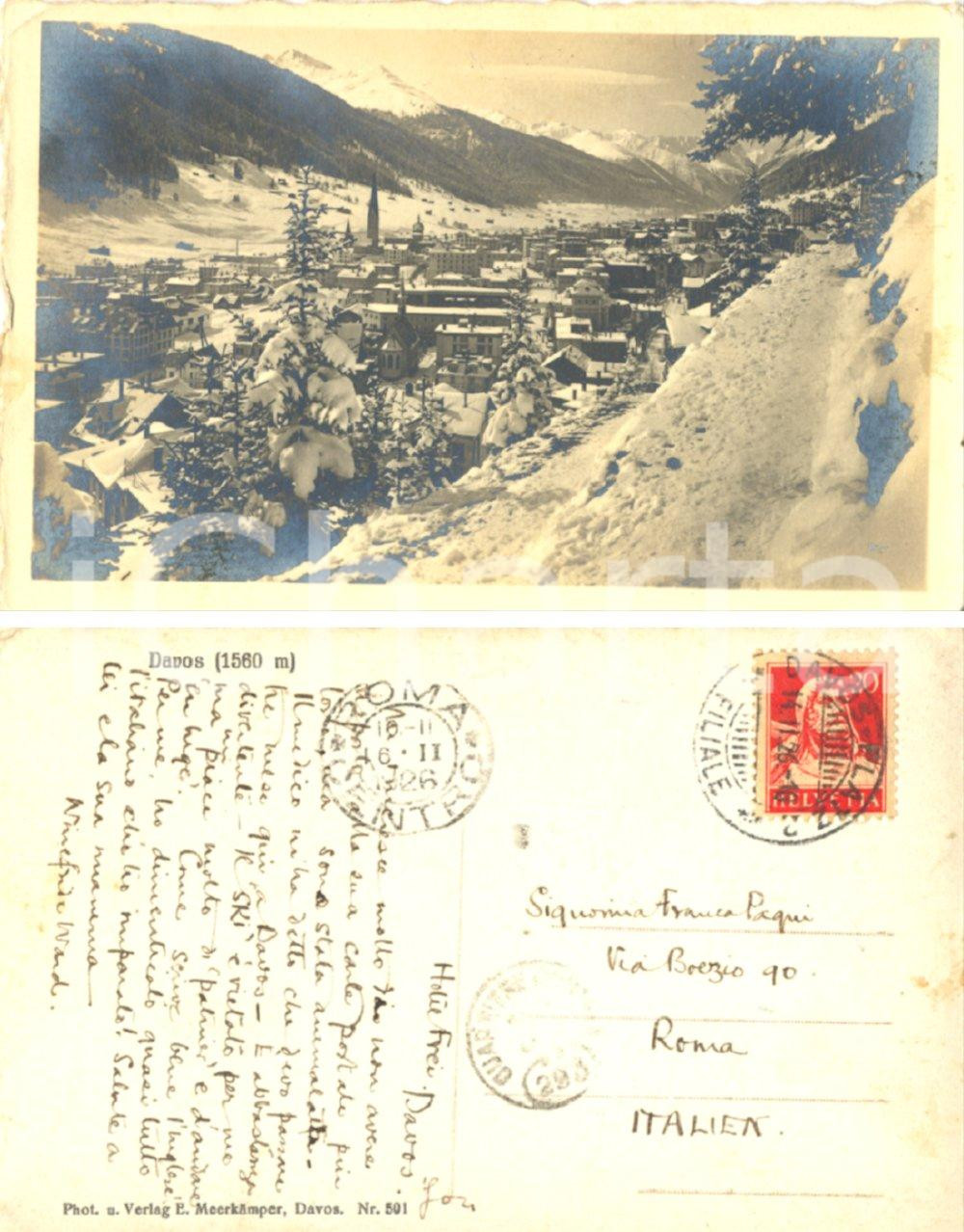 Autografo originale 1926 DAVOS (CH) Studiosa Winefride WARD si dedica al pattinaggio Autografo FP VG 1