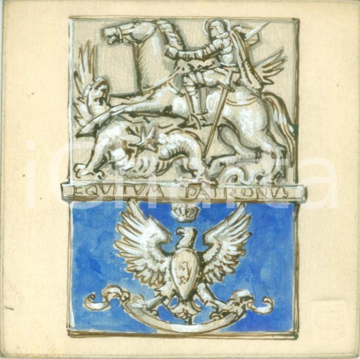 Stampa, bozzetto originale 1935 ORDINE COSTANTINIANO DI SAN GIORGIO Bozzetto disegnato A MANO per medaglia 1