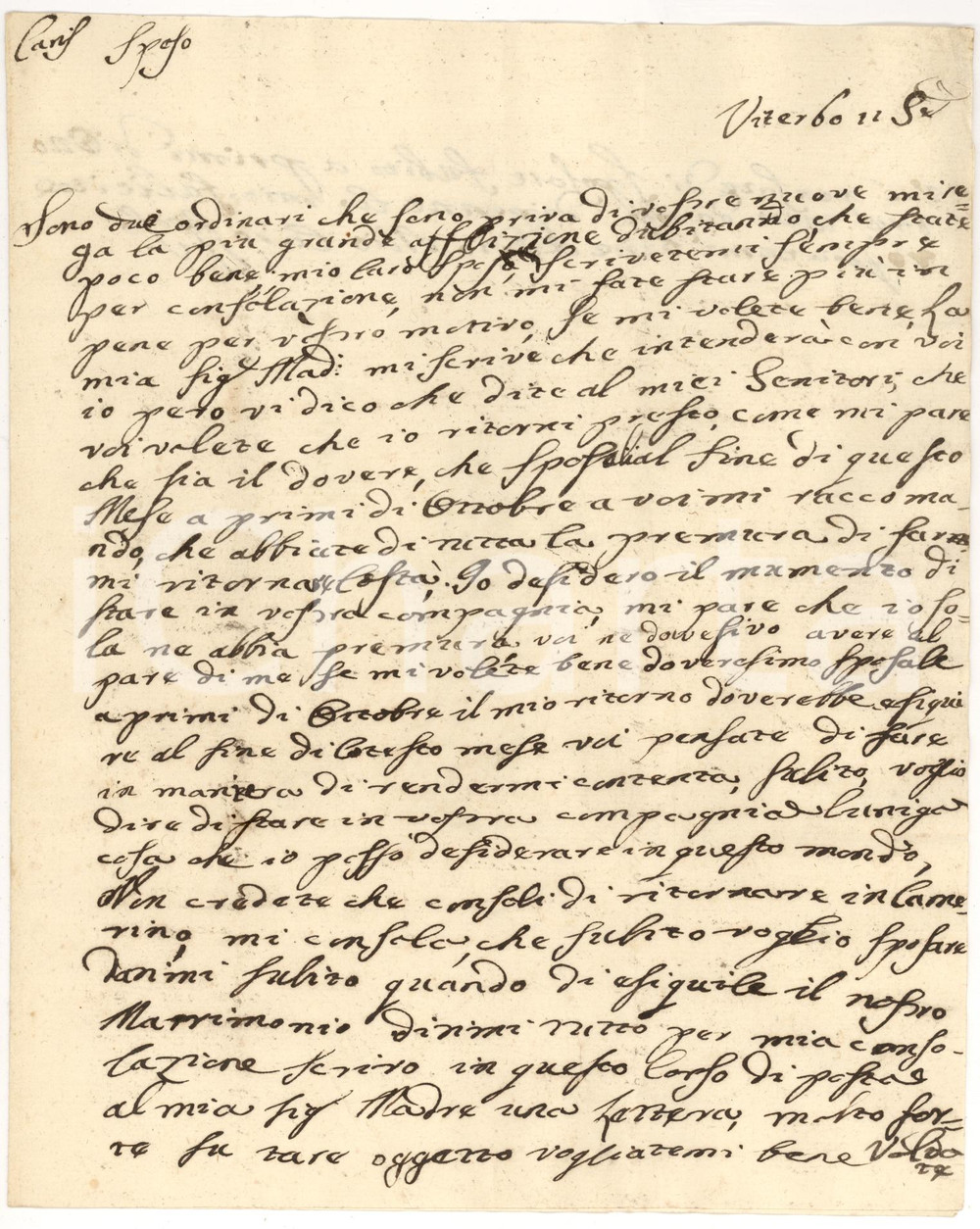 Manoscritto, lettera originale 1803 VITERBO Mi consola che subito voglio sposare Paolina CAMBI VOGLIA 1