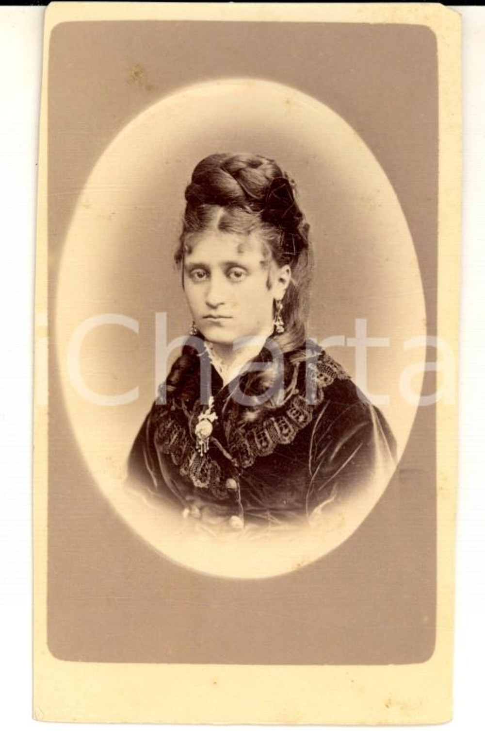 Fotografia d epoca originale 1880 ca GENOVA Ritratto di nobildonna in lutto Fotografia GIULIO ROSSI 1