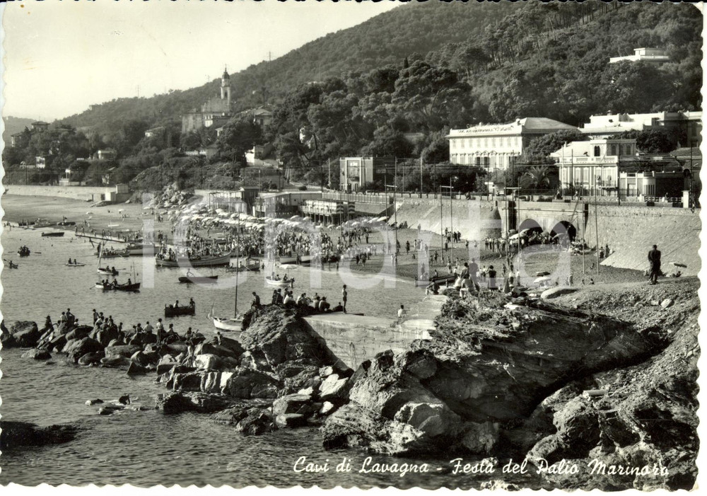 Cartolina originale da collezione 1950 LAVAGNA GE Festa del Palio Marinaro a CAVI FG VG 1