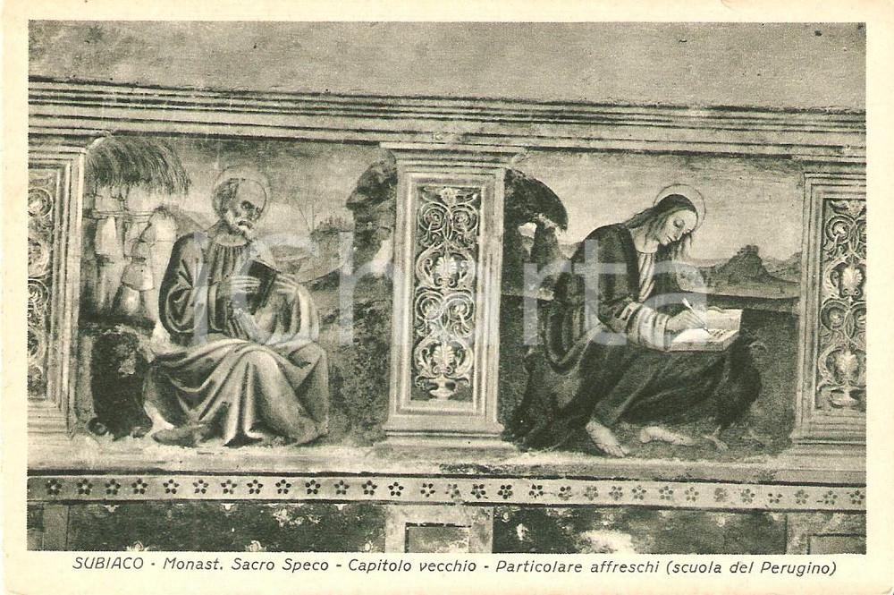 Cartolina originale da collezione 1930 ca SUBIACO (RM) Monastero SACRO SPECO Affreschi particolare Cartolina FP NV 1