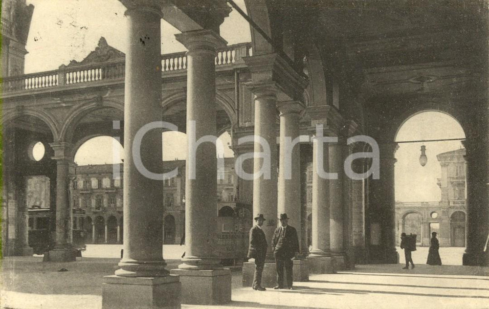 Cartolina originale da collezione 1913 ALESSANDRIA Portici Largo Via VITTORIA  Via CAVALLOTTI Cartolina ANIMATA 1