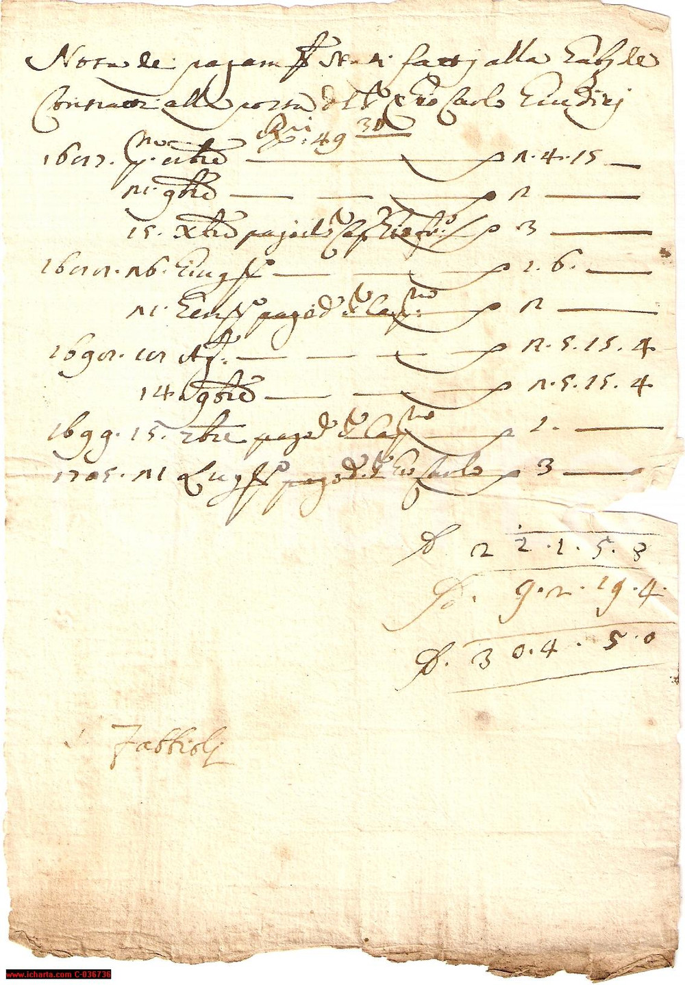 Manoscritto, lettera originale 1705 AREZZO Carlo DE GIUDICI alla Gabella dei Contratti 1