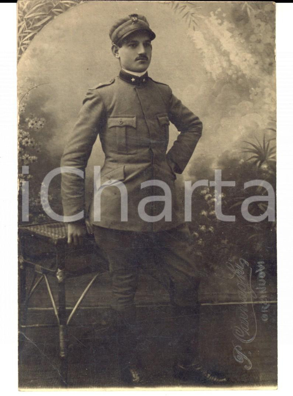 Fotografia d epoca originale 1918 WW1 ORZINUOVI BS Militare del 32° Reggimento Fanteria Foto CARNAGHI 1