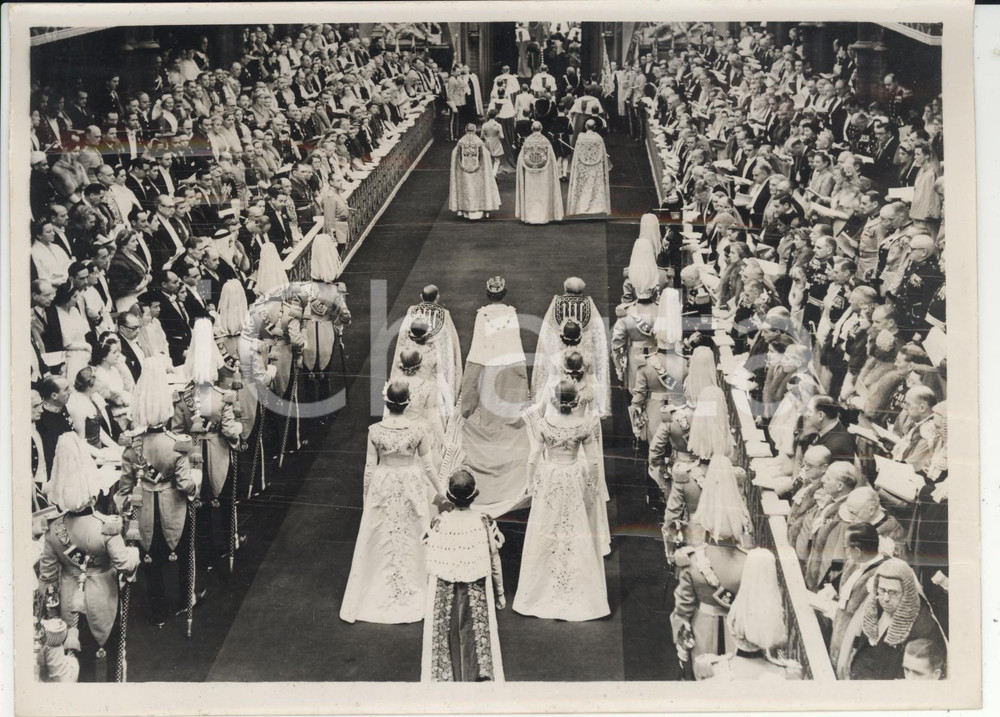 Fotografia d epoca originale 1953 LONDON Coronation Day  Queen s procession in Westminister Abbey Foto 20x15 1