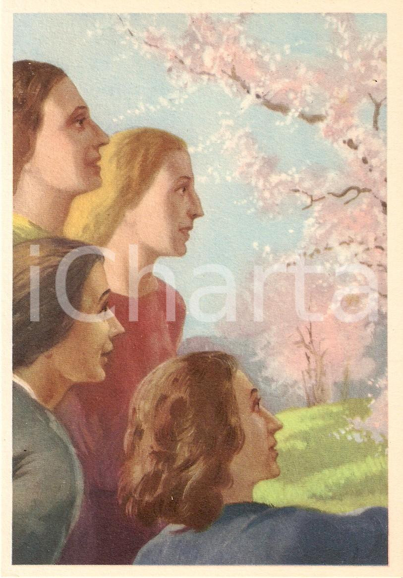Cartolina originale da collezione 1955 ca FEMMINILITA  PURA Protendersi al rinnovamento della vita Cartolina FG NV 1