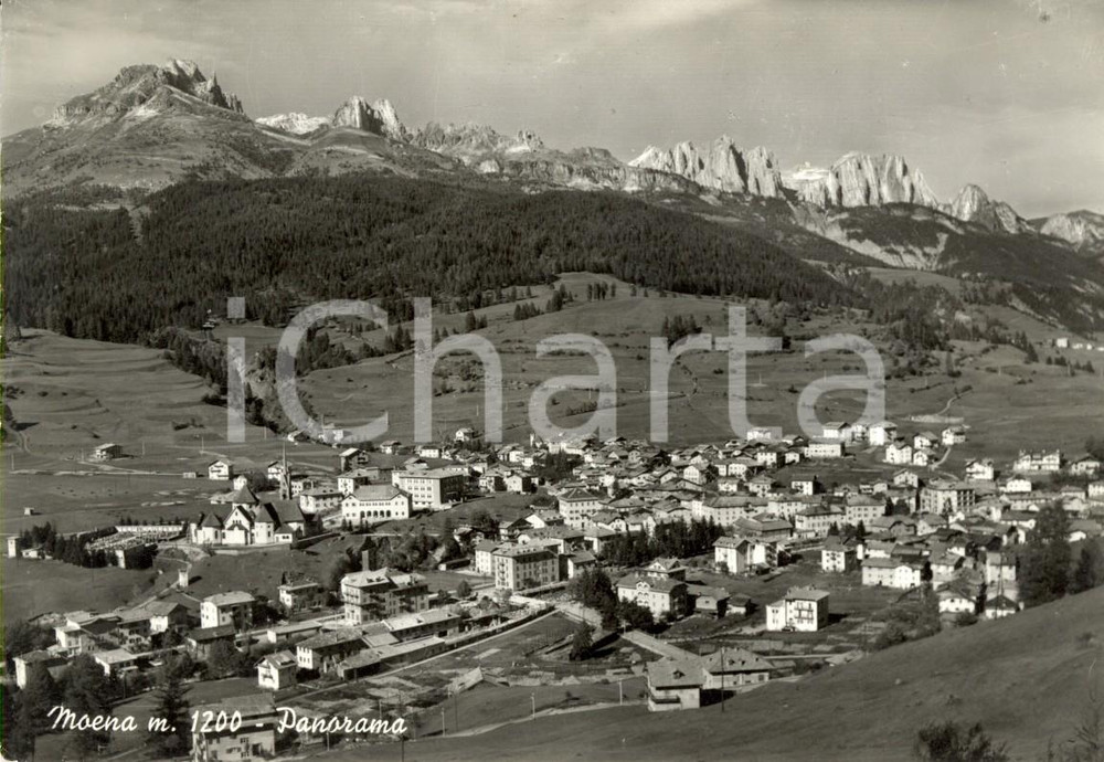 Cartolina originale da collezione 1960 ca MOENA TN Veduta panoramica paese e montagne Cartolina postale FG VG 1