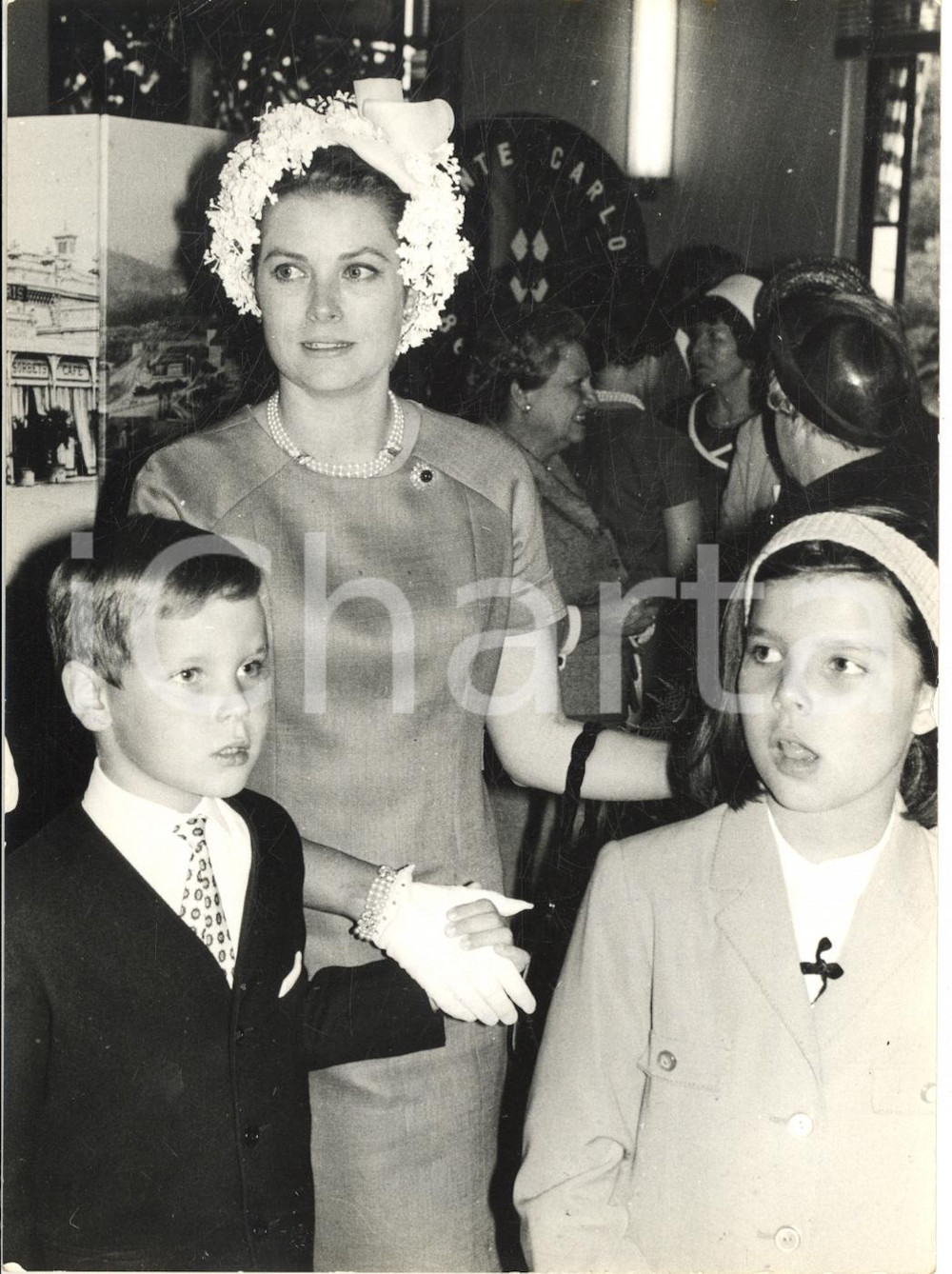1966 MONTE CARLO Grace KELLY con i figli Albert e Caroline *Foto 13x18