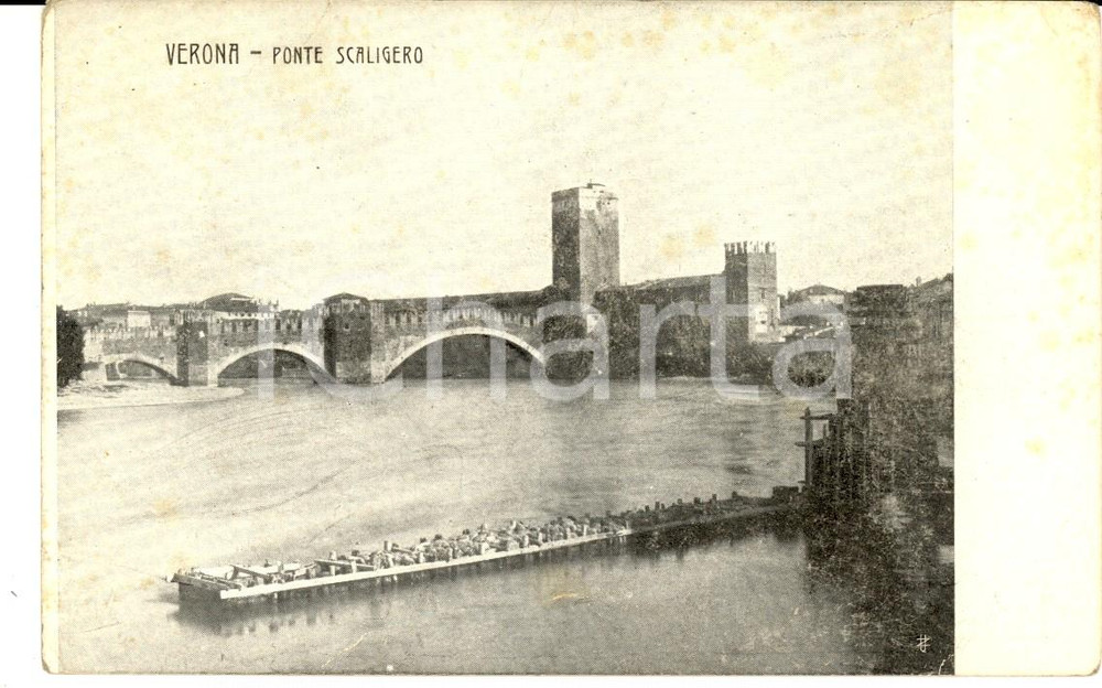 Cartolina originale da collezione 1910 ca VERONA Veduta del Ponte Scaligero *Cartolina postale  FP NV 1