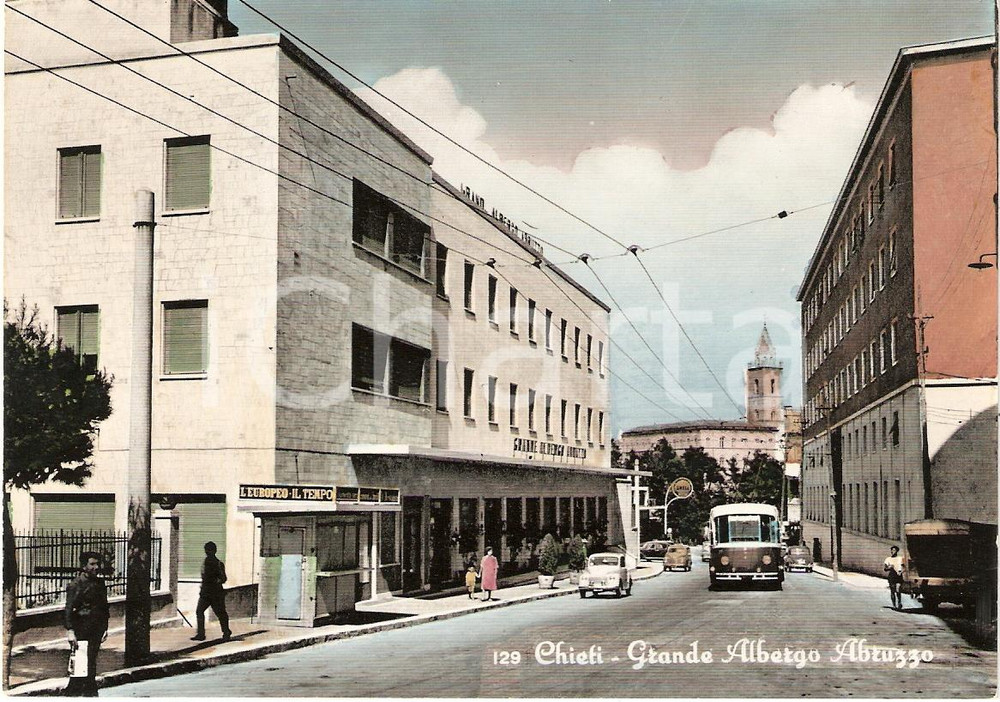 Cartolina originale da collezione 1950 ca Chieti GRANDE ALBERGO ABRUZZO Cartolina animata FG NV 1