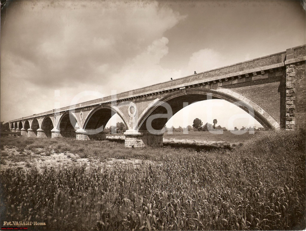 Fotografia d epoca originale 1930 ca GROSSETO, il Ponte Mussolini sul fiume Ombrone 1