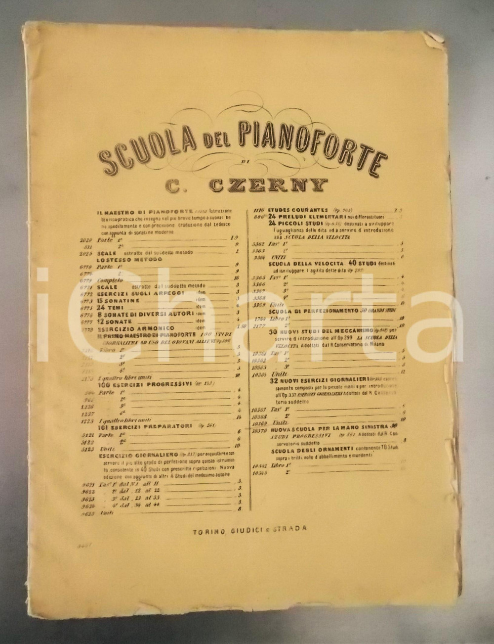 Oggetto da collezione cartaceo 1850 ca Carlo CZERNY Esercizi per pianoforte SPARTITI 1