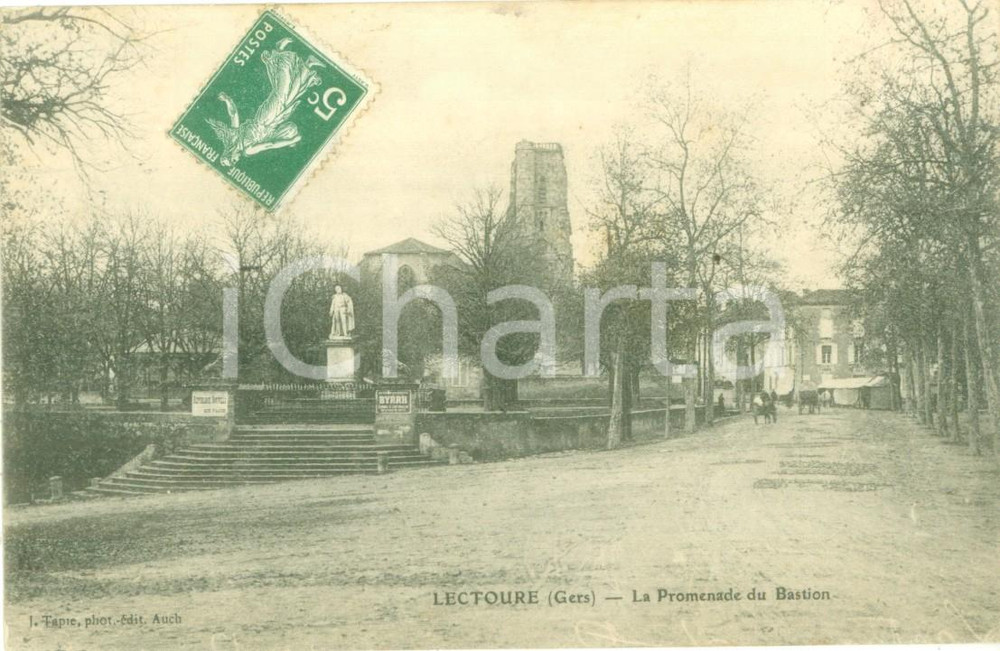 Cartolina originale da collezione 1908 LECTOURE FRANCE La Promenda e du Bastion Cartolina FP VG 1