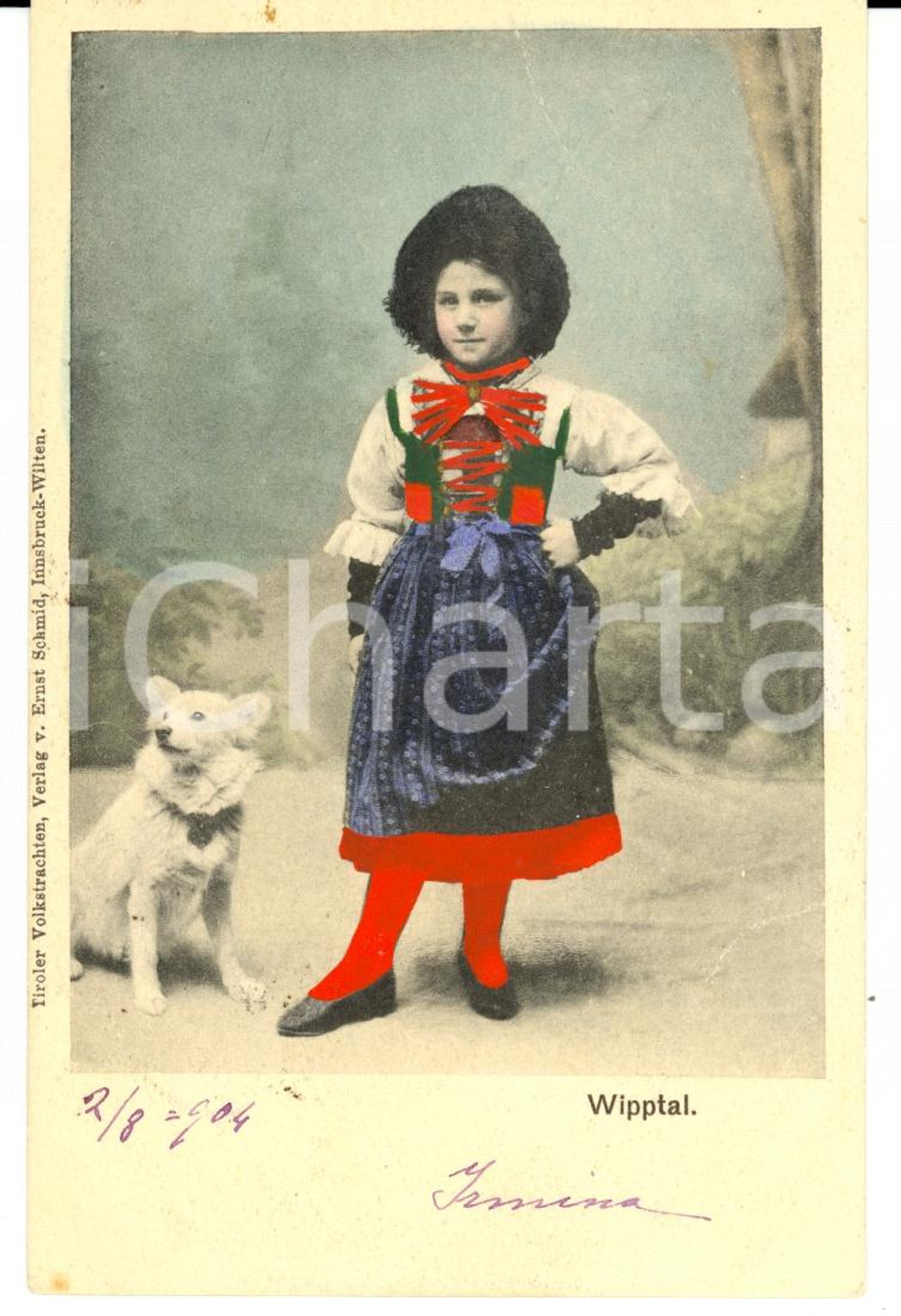 Cartolina originale da collezione 1904 WIPPTAL (Austria) Bambina in costume tradizionale *Cartolina FP VG 1