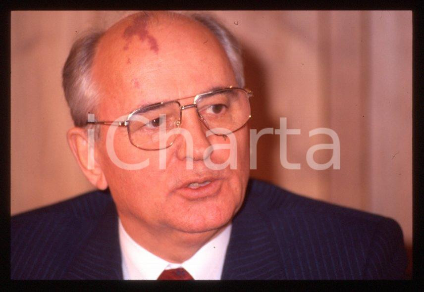 Fotografia d epoca originale 35mm vintage slide 1989 MILANO Michail GORBACHEV President USSR Portrait 63 1