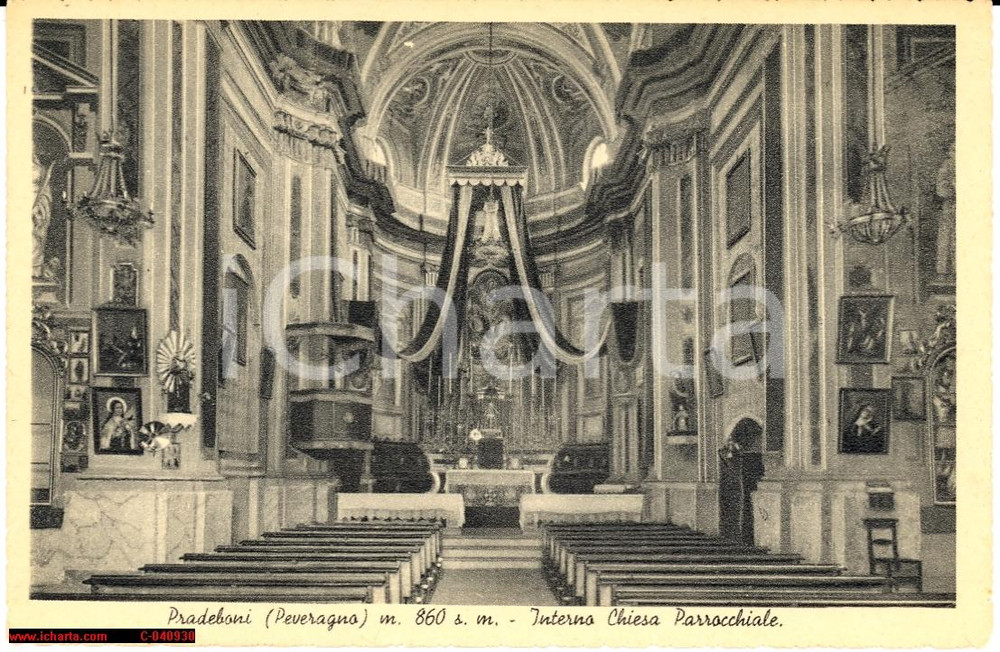 Cartolina originale da collezione 1938 Pradeboni di Peveragno - Chiesa Parrocchiale 1
