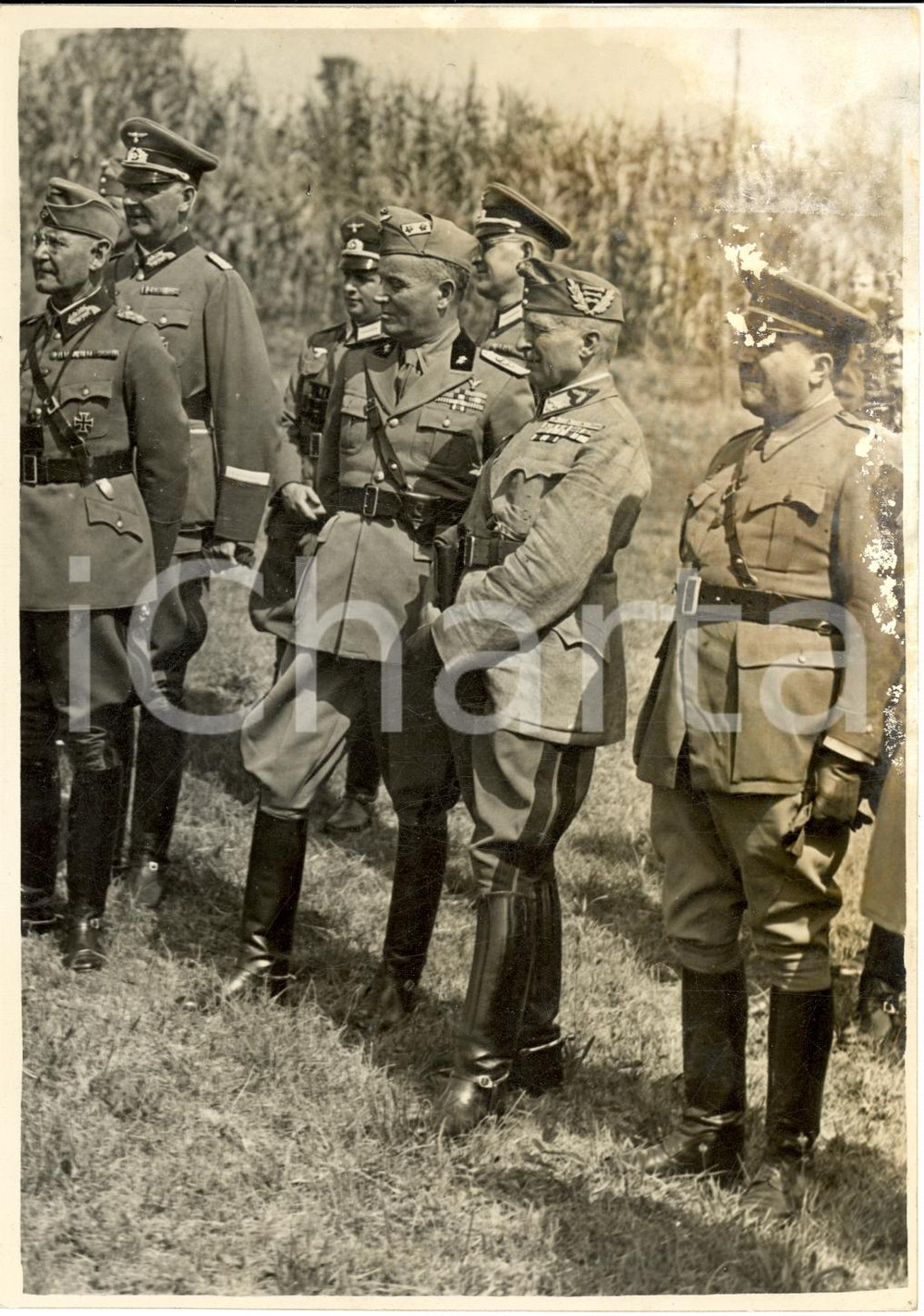 Fotografia d epoca originale 1939 Moncalvo, ufficiali stranieri alle Grandi Manovre 1