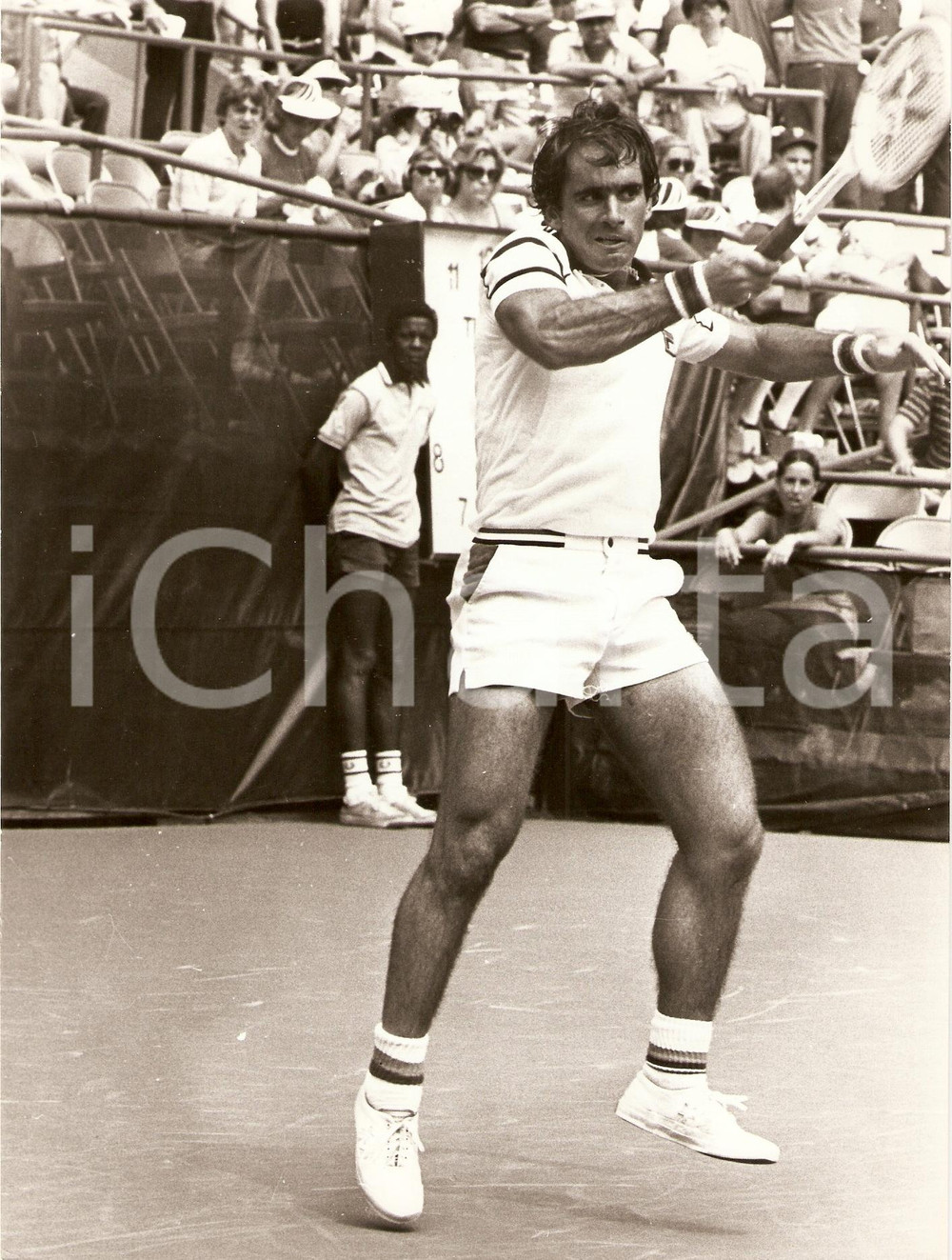 Fotografia d epoca originale 1980 circa STATI UNITI Tennis Harold SOLOMON durante un torneo Fotografia 1